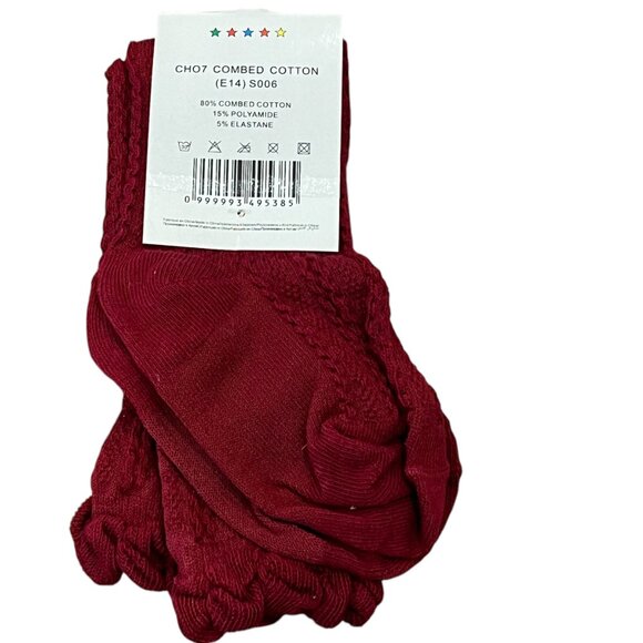 Girls Medium (6-10 Shoe Size) Tall Cotton Socks M Brick Red - Picture 2 of 2